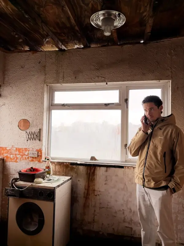 A gutted kitchen on a South Wales viewing